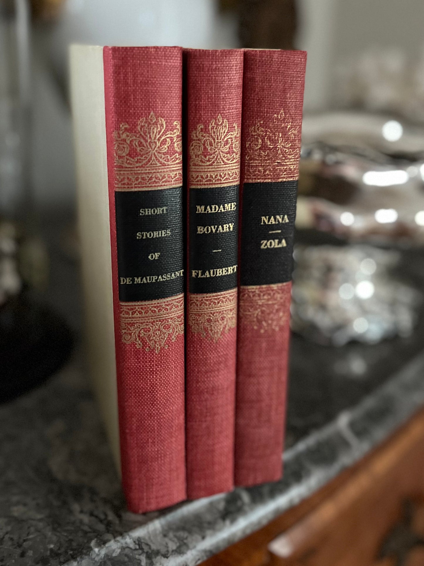 ⚜️Reserved Live 09/01 Trio Of 19th C Cartonnage Decorative Books