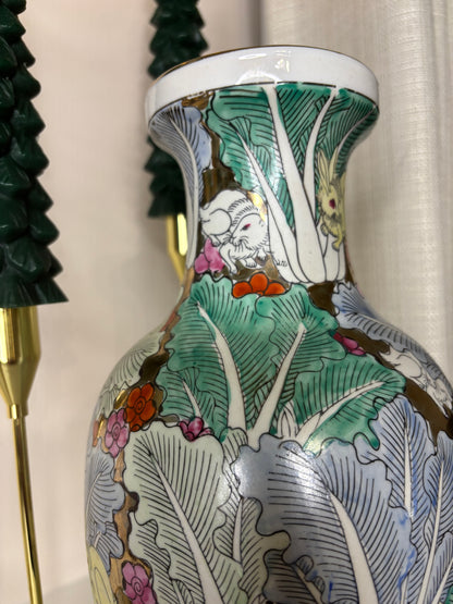 Gorgeous Bok Choy 12 1/4” Vase with bunnies!