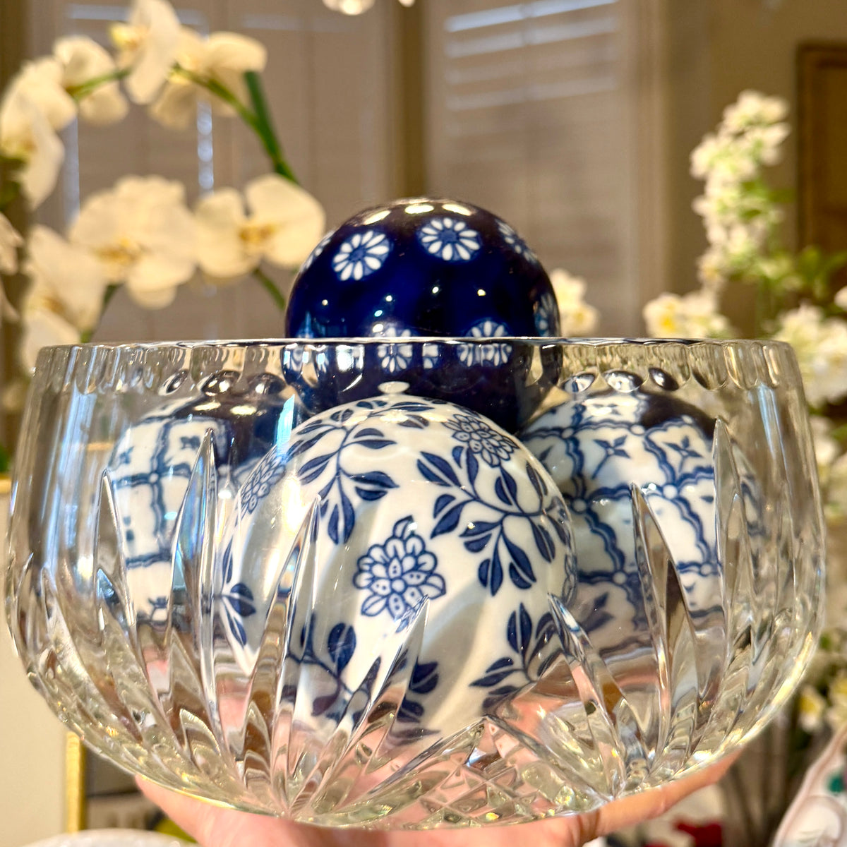 Gorgeous vintage Crystal centerpiece bowl .