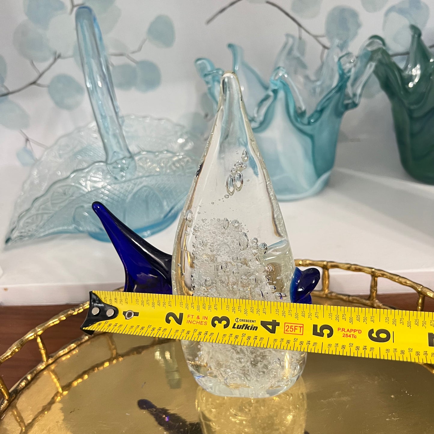 Vintage Fish Art Glass Sculpture 7.37”H