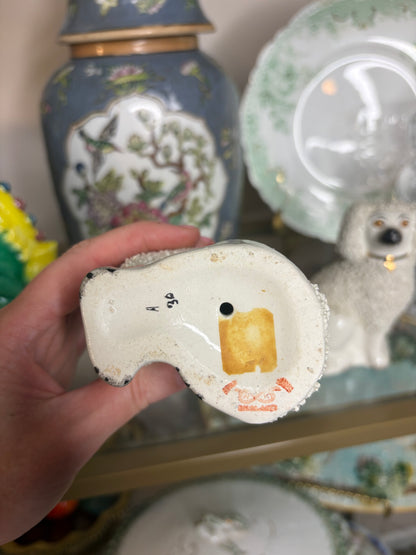 Antique Staffordshire confetti poodle with red mouth!