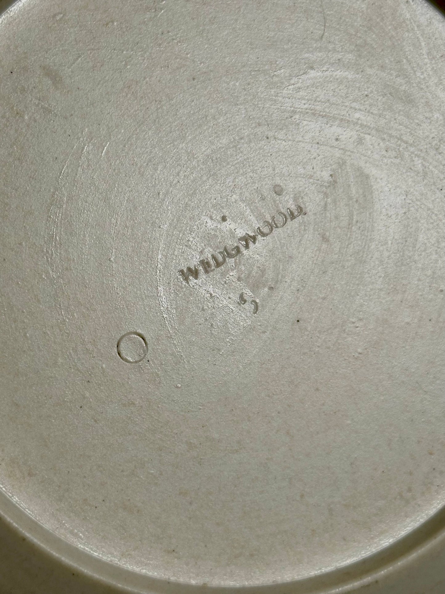 Antique Wedgwood Smear-Glazed Stoneware Shallow Bowl with Lavender Sprigged Grapes