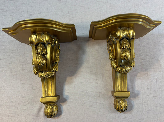Gorgeous ornate gold sconces pair!