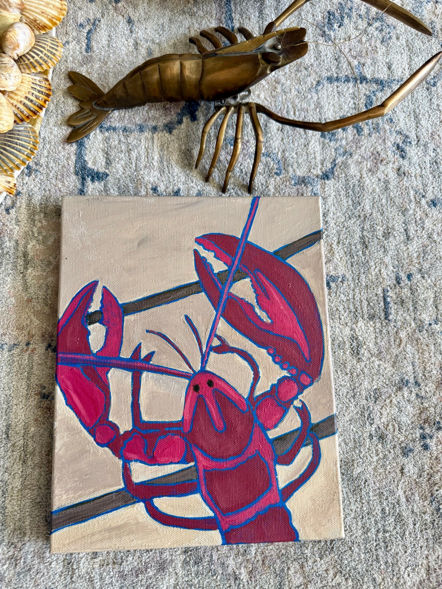 Original Lobster Painting on Canvas