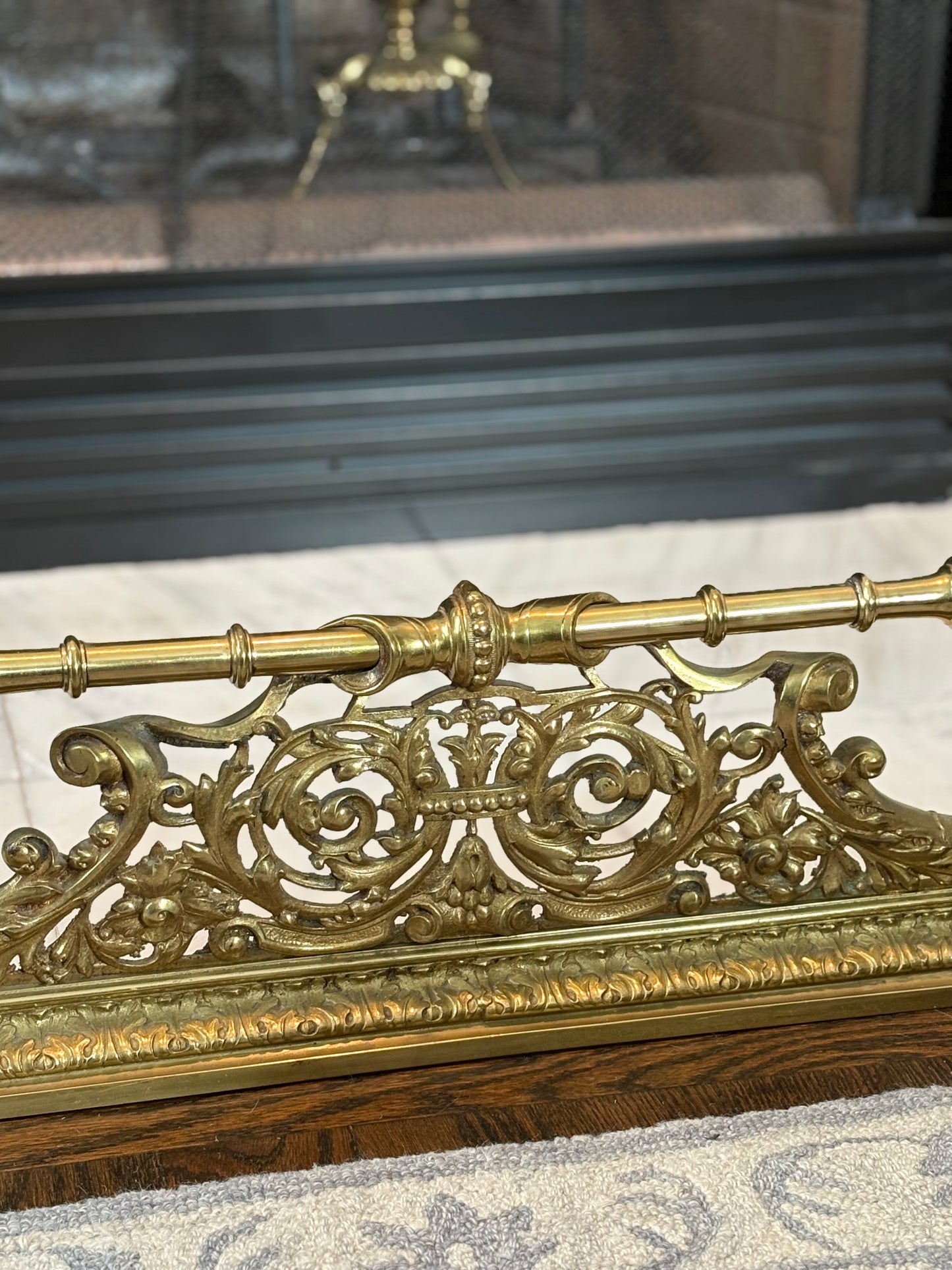 Large Brass Fireplace Fender