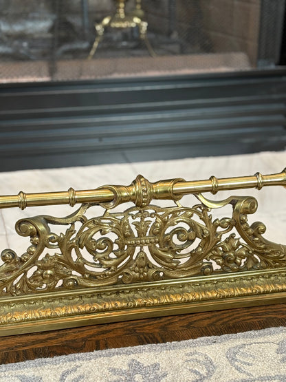Large Brass Fireplace Fender