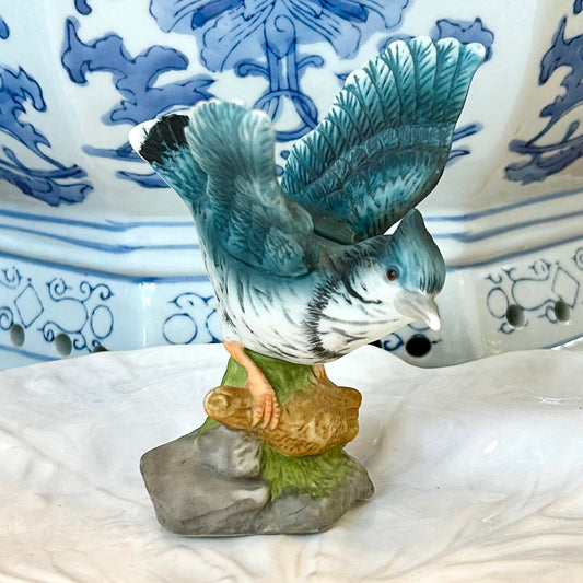 Vintage designer blue Bird & botanical figurine