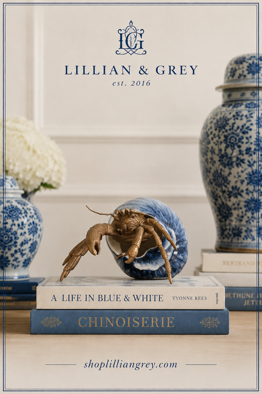 Danny’s Fine Porcelain Blue & White Shell Crab Sculpture | 9"