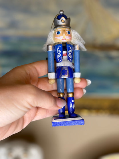 Kurt S. Adler Indigo Blue & White Wooden Nutcracker Ornament | 6" Christmas Tree Decor | Style 1