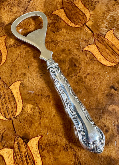 Vintage Birks Pompadour Sterling Silver-Handled Bottle Opener | Ornate Silver Barware
