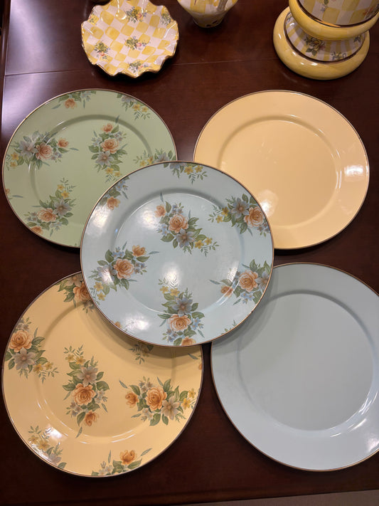 Mackenzie Childs Enamel Chargers set of 5!