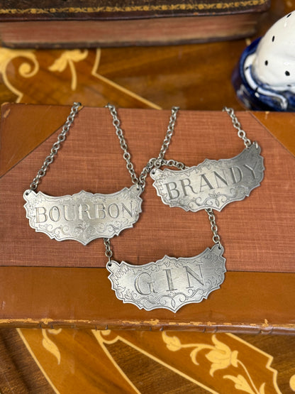 STEIFF Pewter Liquor Tags: Sold Separately