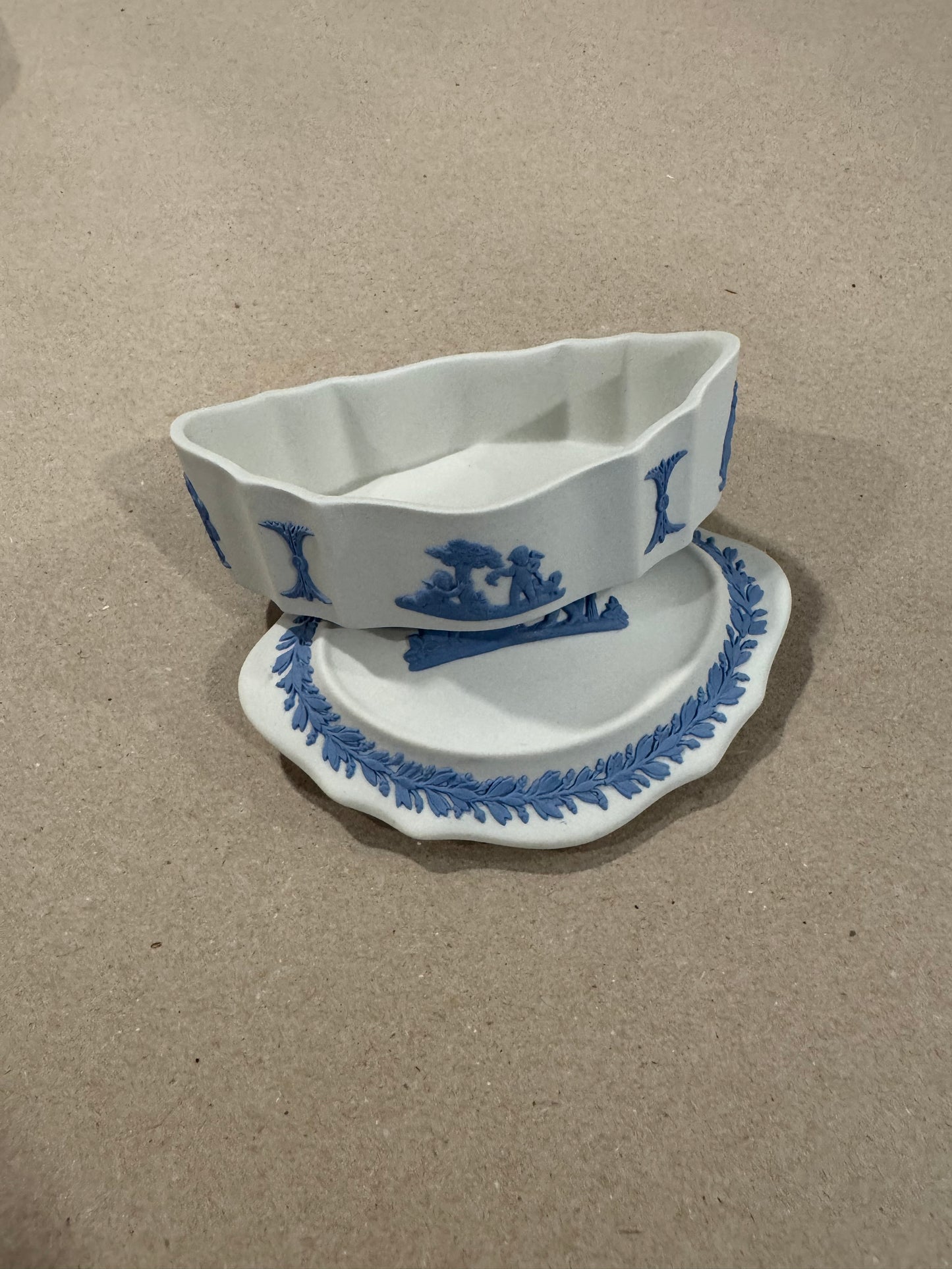 Wedgwood white and blue oval trinket box