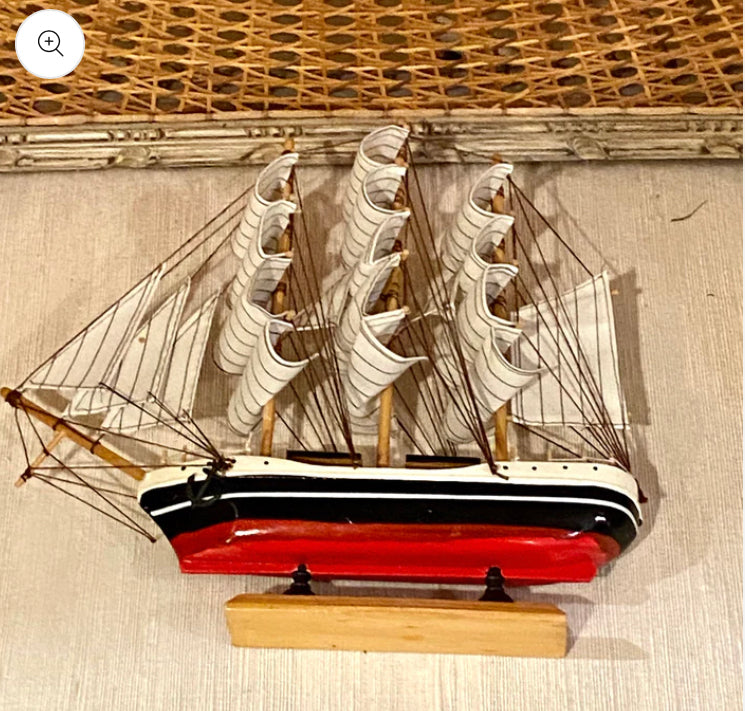 Custom nautical wooded tall ship replica, 13w x 12.5 h x 3d