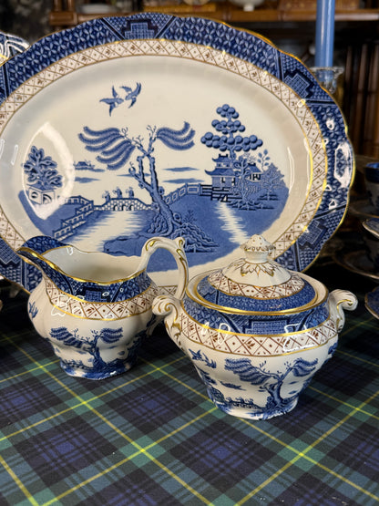Vintage Booths Real Old Willow Creamer & Covered Sugar Bowl Set | A8025 | Made in England