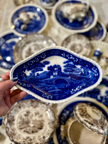 Copeland Spode Tower Blue Pickle Relish Dish | c. 1902-1935