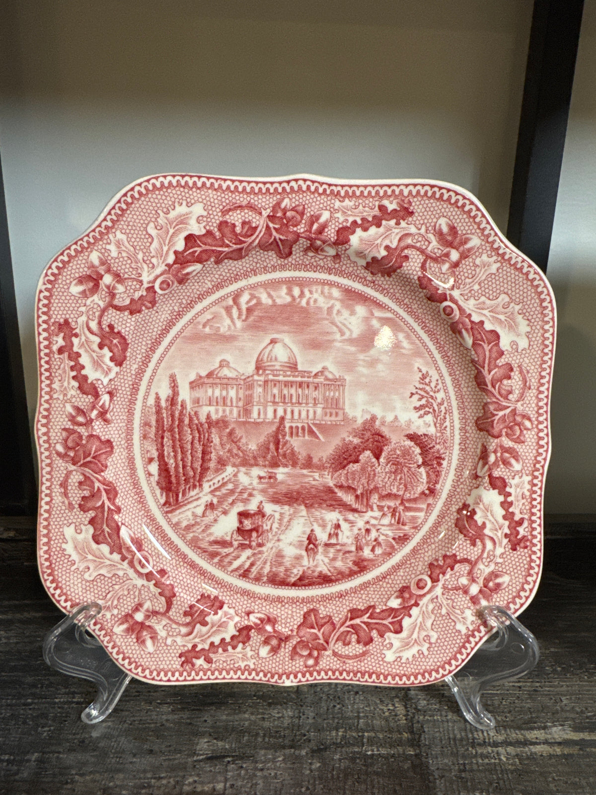 Vintage Johnson bros historic plate the Capitol red transferware