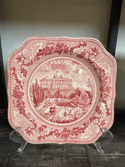 Vintage Johnson bros historic plate the Capitol red transferware