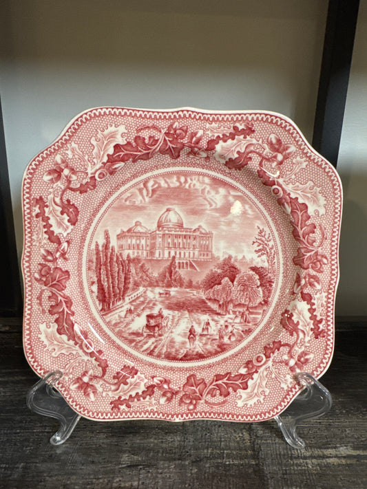 Vintage Johnson bros historic plate the Capitol red transferware