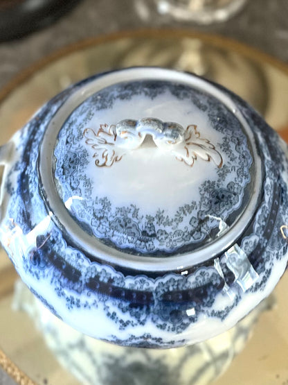 RESERVED - LEXA - Live 08/25 Antique John Maddock & Sons Staffordshire Victor Pattern Royal Vitreous Covered Sugar Bowl c.1901
