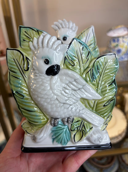 Beautiful Fitz and Floyd cockatoo napkin or letter holder!
