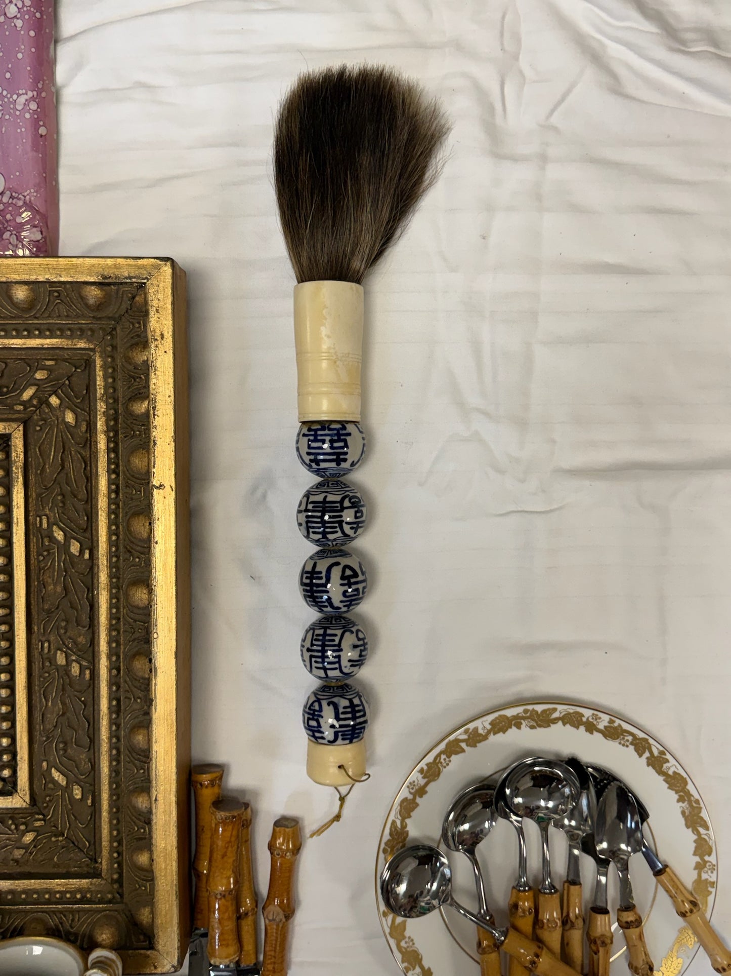 WCCR Charitable Item #102 | Large Blue & White Chinese Calligraphy Brush | Decorative Display | 15”