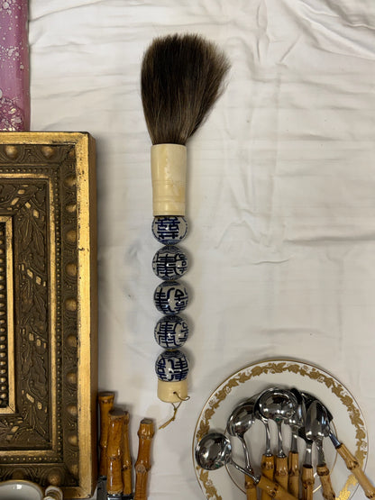 WCCR Charitable Item #102 | Large Blue & White Chinese Calligraphy Brush | Decorative Display | 15”