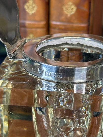Antique Monogrammed Haseler Brothers Sterling Silver & Cut Crystal Inkwell | Birmingham 1906 | Edwardian | DA4580