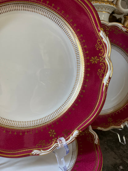 ⚜️Reserved #1 Live 09/08 Stunning Set Of 10 Copeland Raspberry Early 1800’s Dinner Plates
