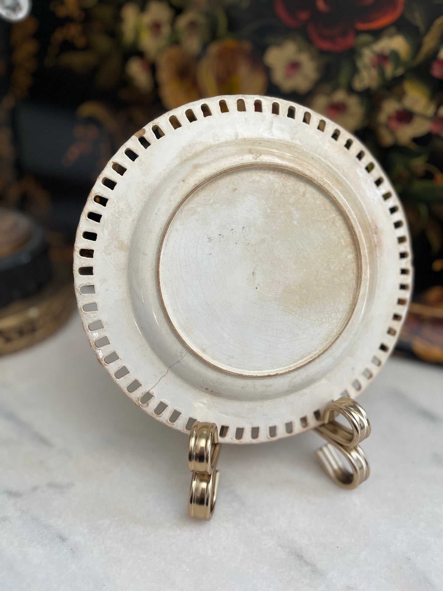 Early 19th Century Staffordshire Transferware Pierced Rim Plates – Romantic Pastoral Scenes – Set of Five, 8”