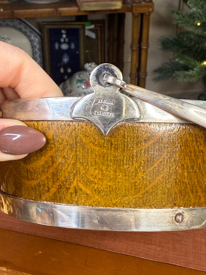 RESERVED - LADYCHRISTA67- Antique Daniel & Arter English Oak & Silver Plate Butter Dish | Birmingham c.1890 | 6”