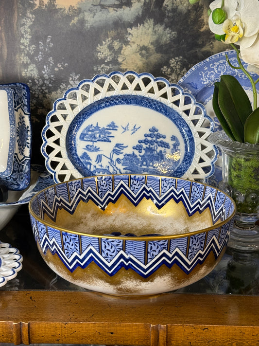 Antique Losol Ware Blue & Gold Bowl | c. 1920 | DA4233