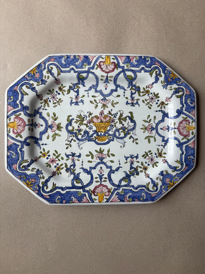 Large Hand-Painted Portuguese Ceramic Serving Platter | F.F.A. Marques, Portugal