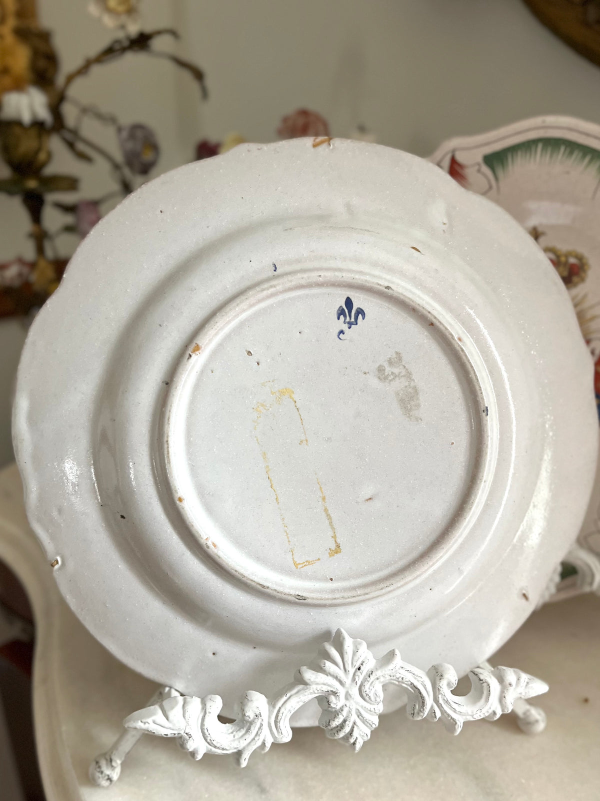 Live 09/29 Antique French Faience Royal Armorial Plate, Eagle & Fleurs-de-Lis, Ermine & Laurel, c. 1880–1920