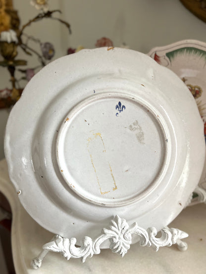 Live 09/29 Antique French Faience Royal Armorial Plate, Eagle & Fleurs-de-Lis, Ermine & Laurel, c. 1880–1920
