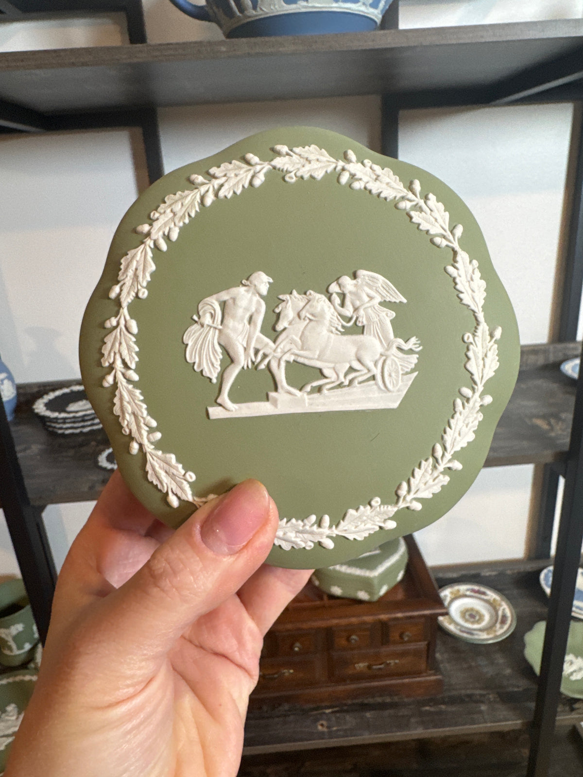 Wedgwood sage green trinket box large