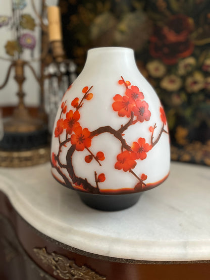 Stunning French Cameo Blossom Vase After Gallé