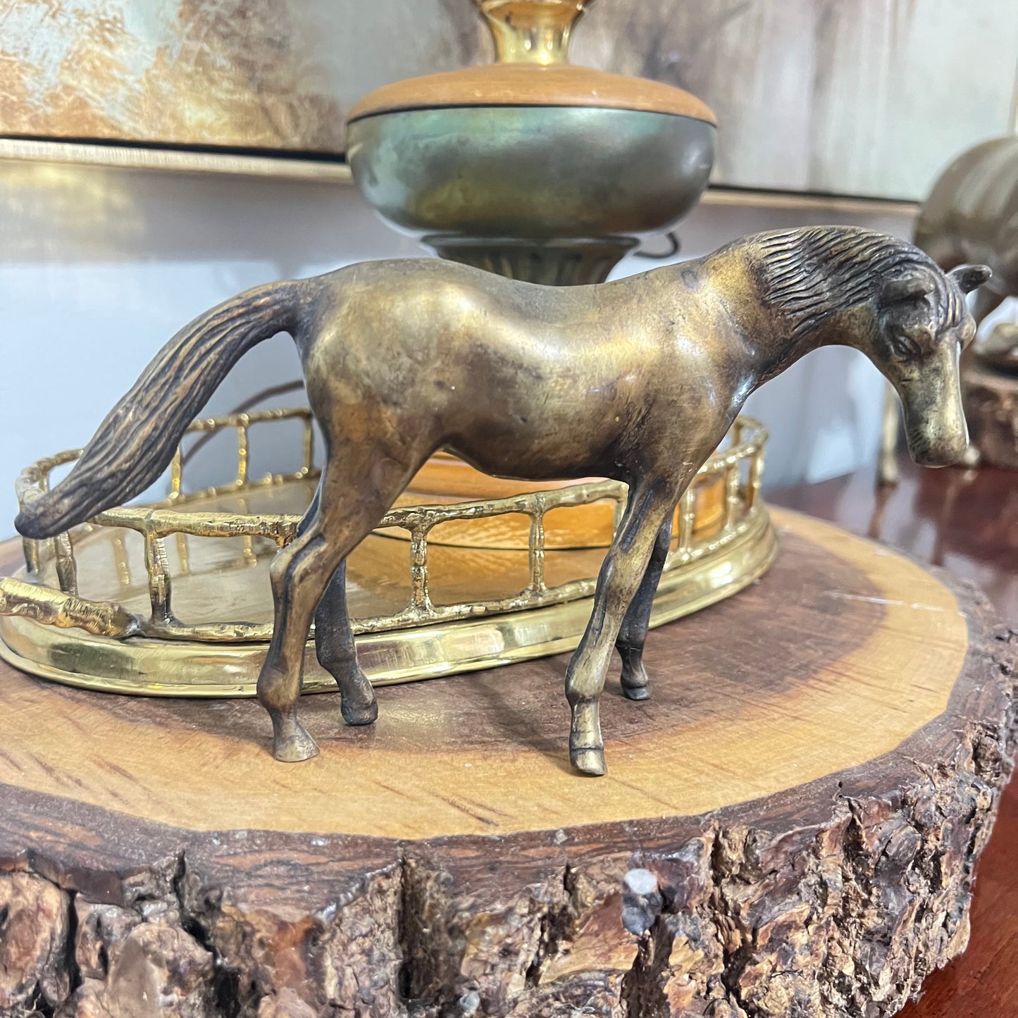 Classic Equestrian Brass Horse Figure 7.5”Lx4.5”H