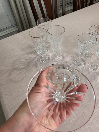 Stunning Waterford Lismore Iced Tea/Water Goblets with gold rims set of 4!