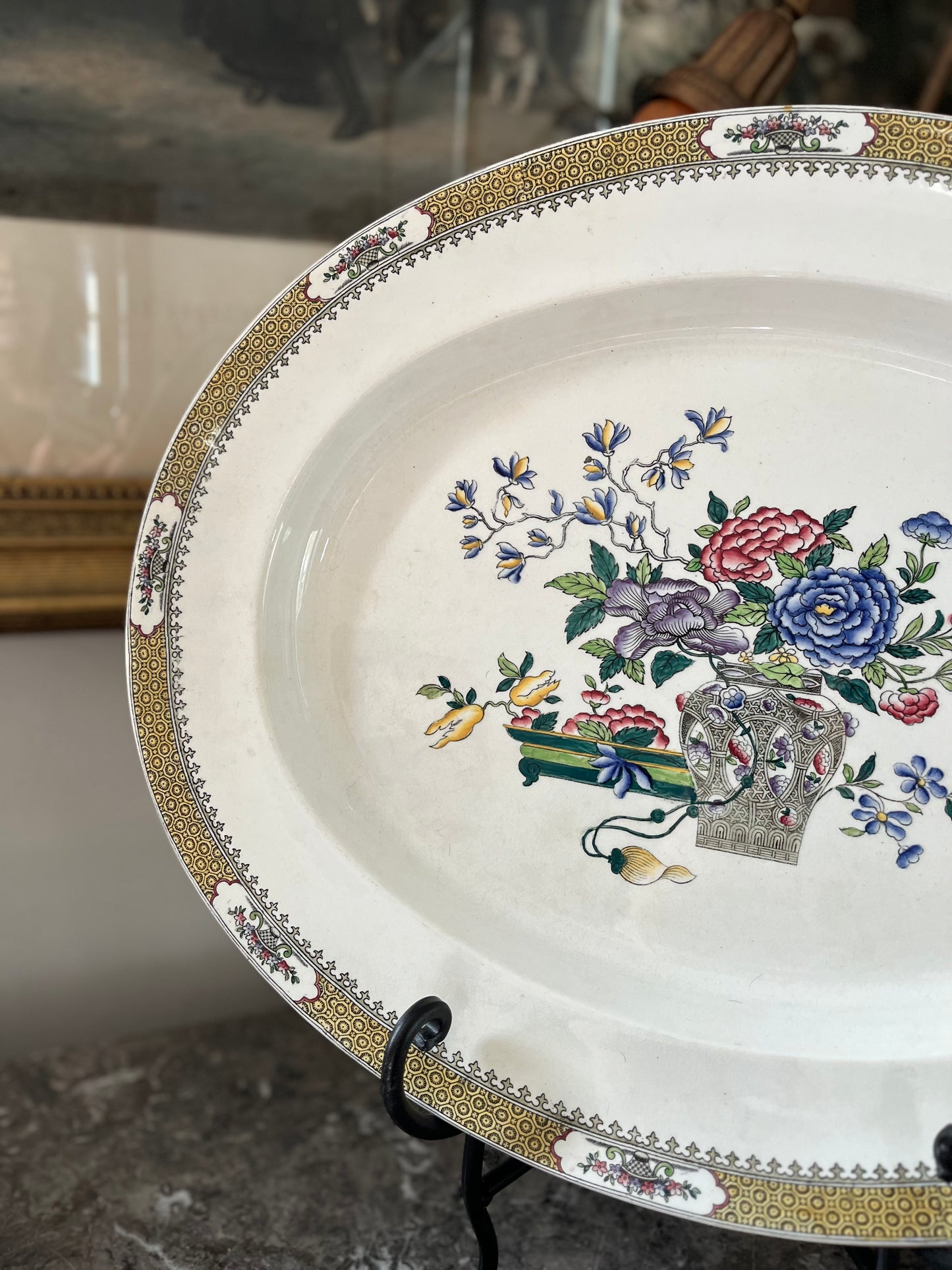 Large Antique Copeland England Platter Bespoke Pattern For Davis Collamore 5th Avenue - Circa 1911-1920’s