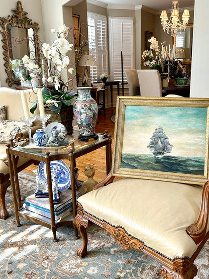 Bold & Beautiful coastal chic vintage tall ship sailing wall art 23.75" x 19.75