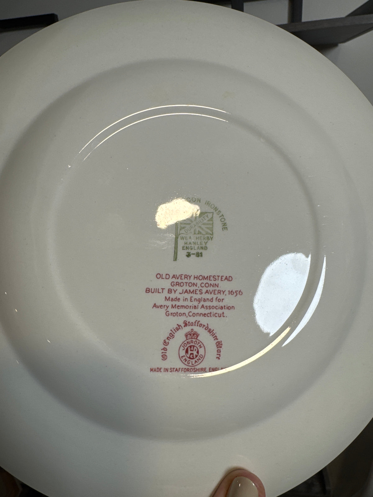Vintage Old Avery Homestead Red Transferware Plate — Royal Falcon England