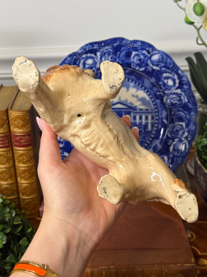 RESERVED - LION - Antique Staffordshire Lion Figure | English Pottery Mantel Ornament | 9” Wide