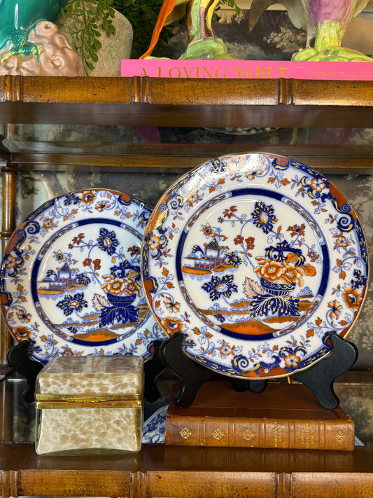 Antique Minton Imari Chinoiserie 10” Cabinet Plate |Cobalt, Iron Red & Gilt – England – c.1900