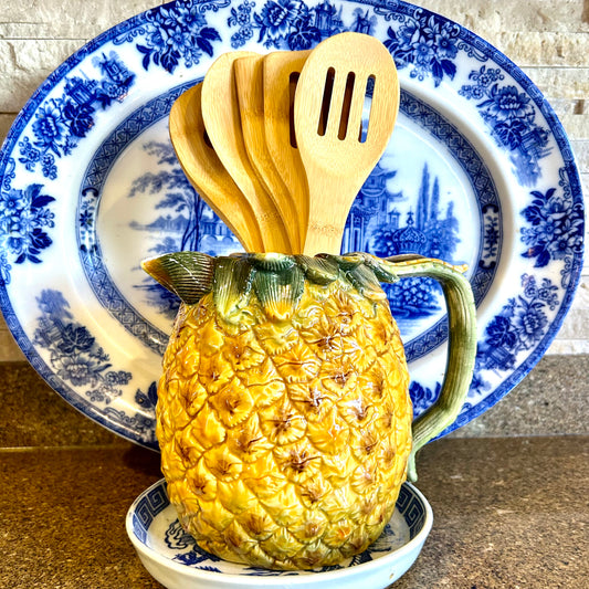 Welcoming vintage majolica style pineapple pitcher