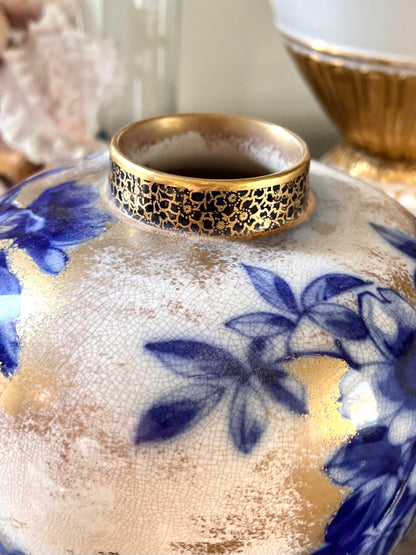 Antique Late 1800’s Doulton Burslem Gilded Flow Blue Vase - Marked - Stamped - Numbered - Signed