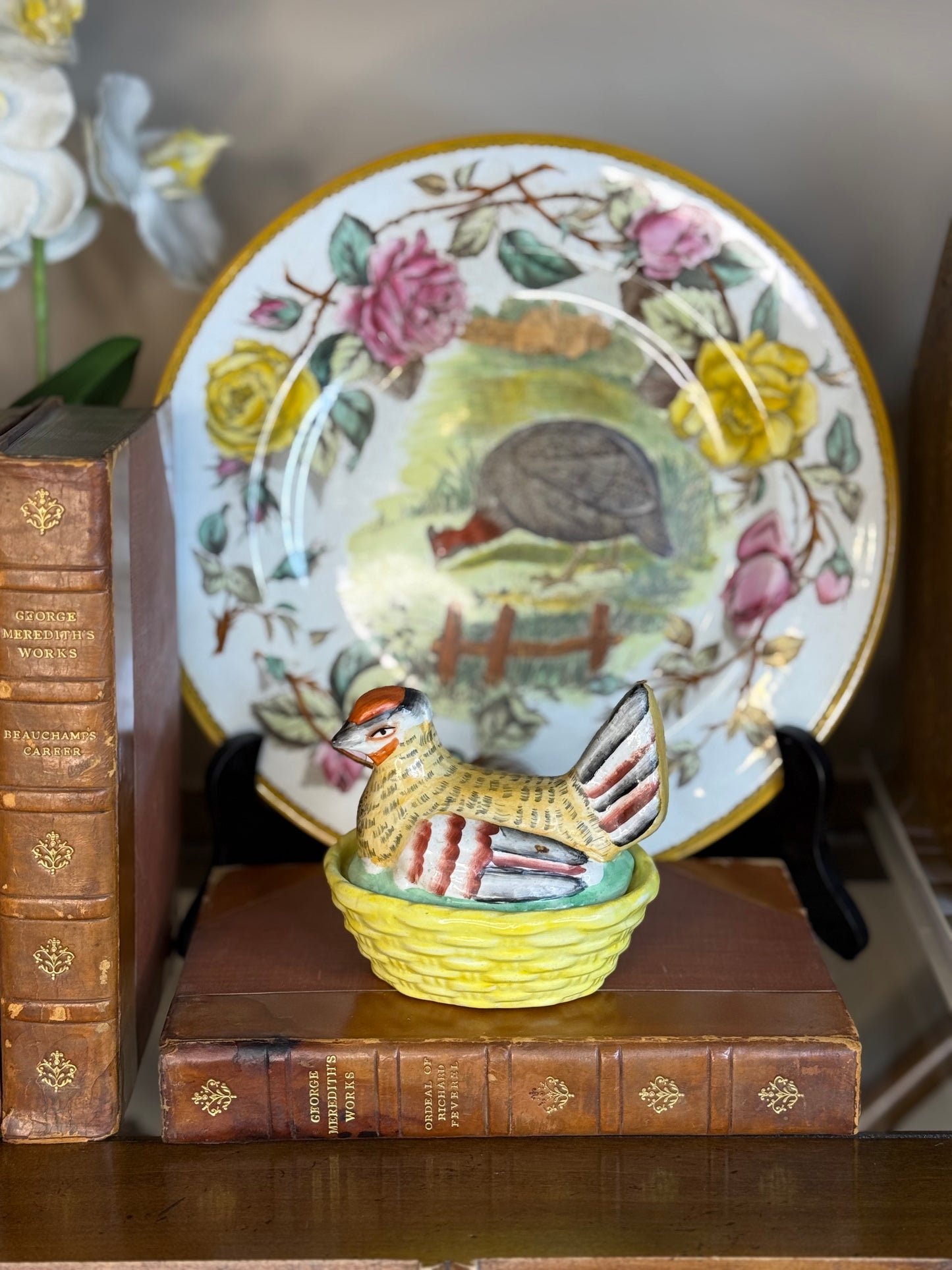 1930’s English Staffordshire Hen-On-Nest Figurine | Hand-Painted: 4x3x2”