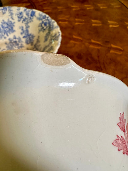 Johnson Brothers “English Chippendale” Pink Floral Chintz Lugged Bowl, c. 1935-1965