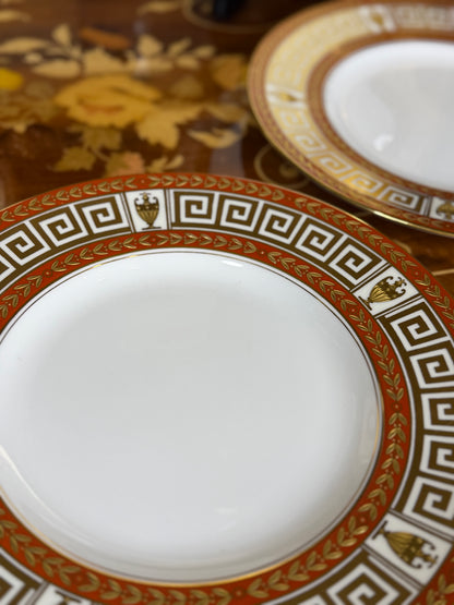 Set of (5) Minton Luncheon Plates, Early 1960s – Greek Key & Gilt, Tiffany & Co. / Henry Birks Marks, 9” Dia.