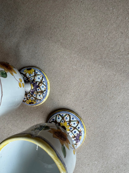 Pair of Hand-Painted Portuguese Faience Egg Cups